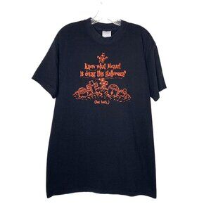 Mozart Decomposing Women’s Large Funny Graphic Halloween T-Shirt Black Orange